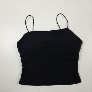 OGL Tank Top Womens Medium Black Built In Bra Cami Crop Stretchy Athletic